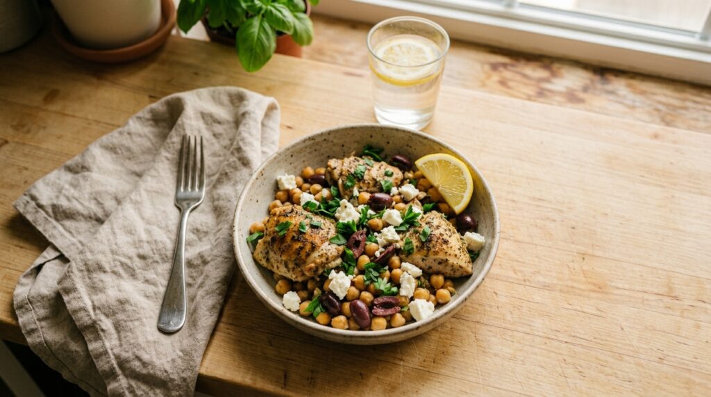 Crockpot Greek Chicken with Chickpeas 