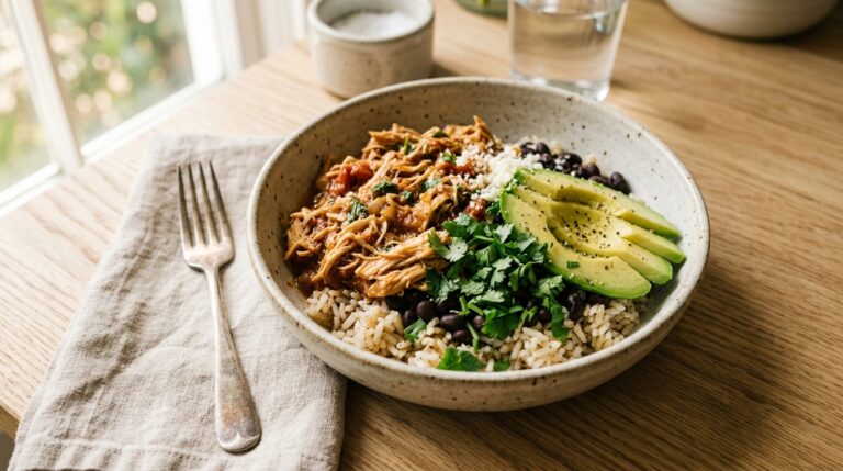 Crockpot Salsa Chicken with Black Beans