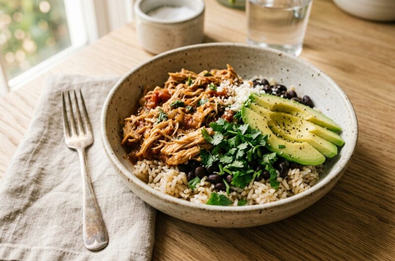 Crockpot Salsa Chicken with Black Beans