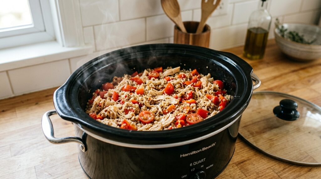 High Protein Crockpot Chicken & Quinoa Power Bowl