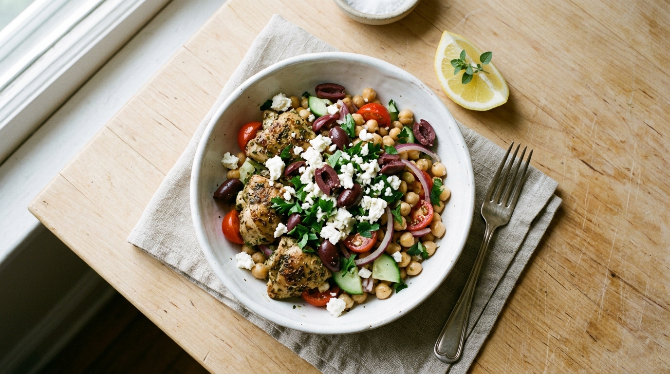 Crockpot Greek Chicken with Chickpeas