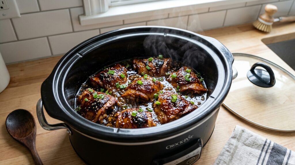 Honey Garlic Crockpot Chicken Thighs