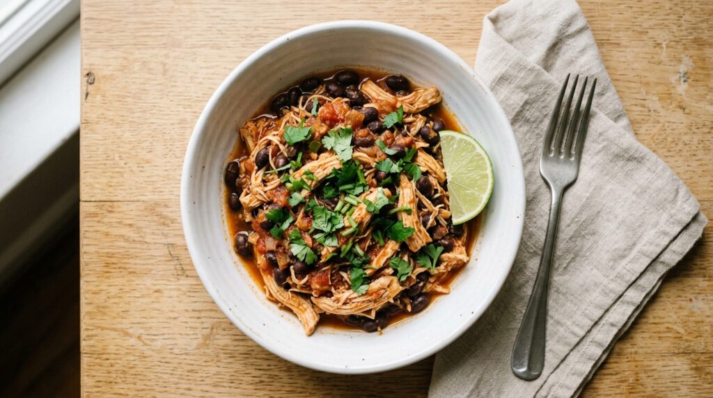 Crockpot Salsa Chicken with Black Beans