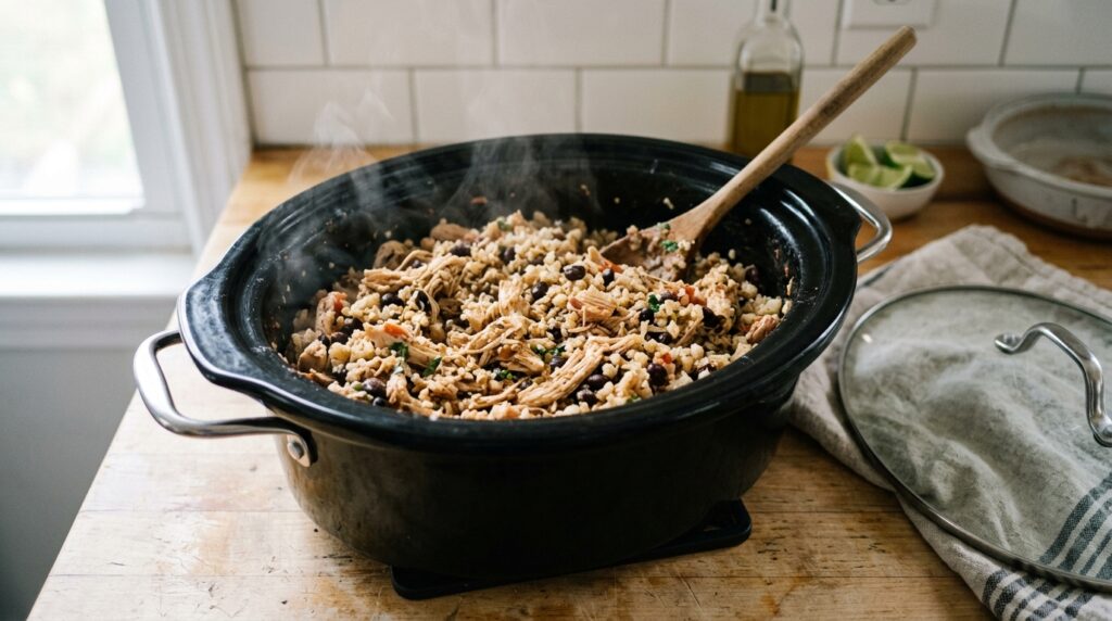 Crockpot Cauliflower Rice Chicken Burrito Bowls