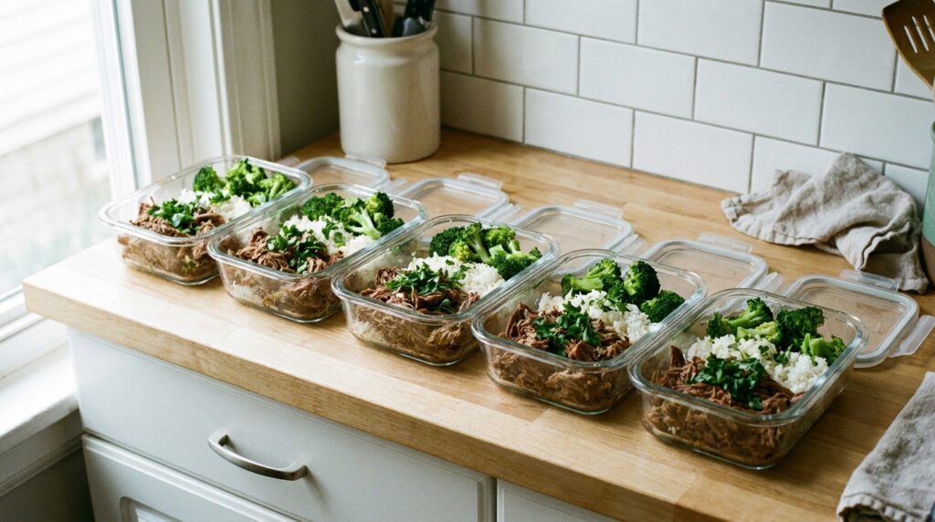 Crockpot Shredded Beef Meal Prep Bowls