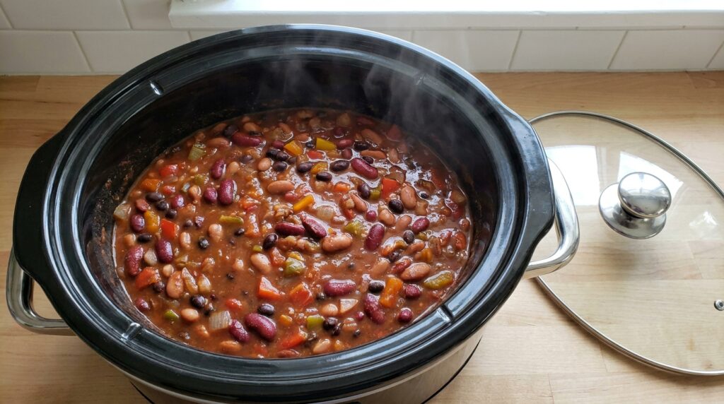 Crockpot Three-Bean Vegetarian Chili