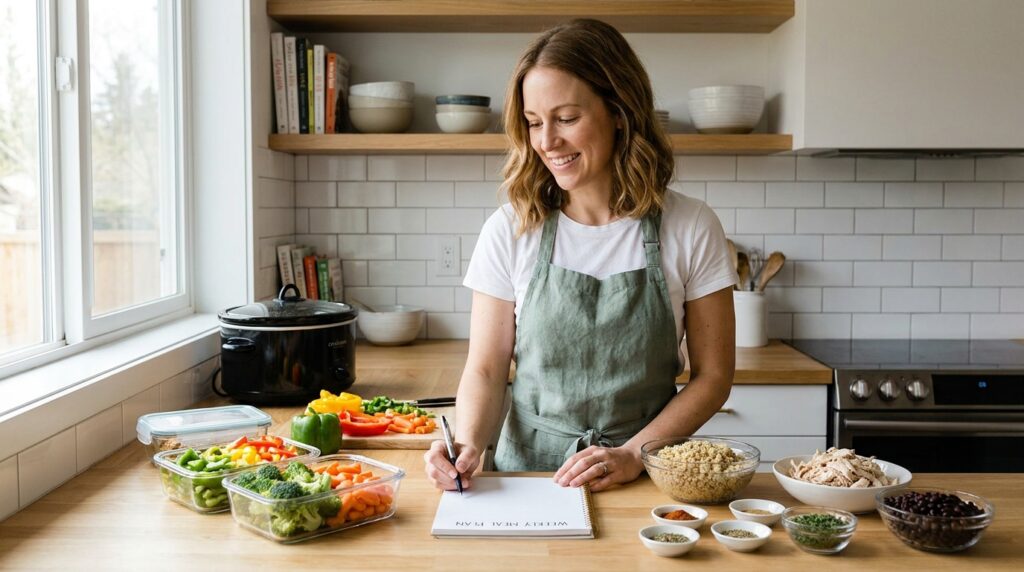 Emma planning healthy meals for the week
