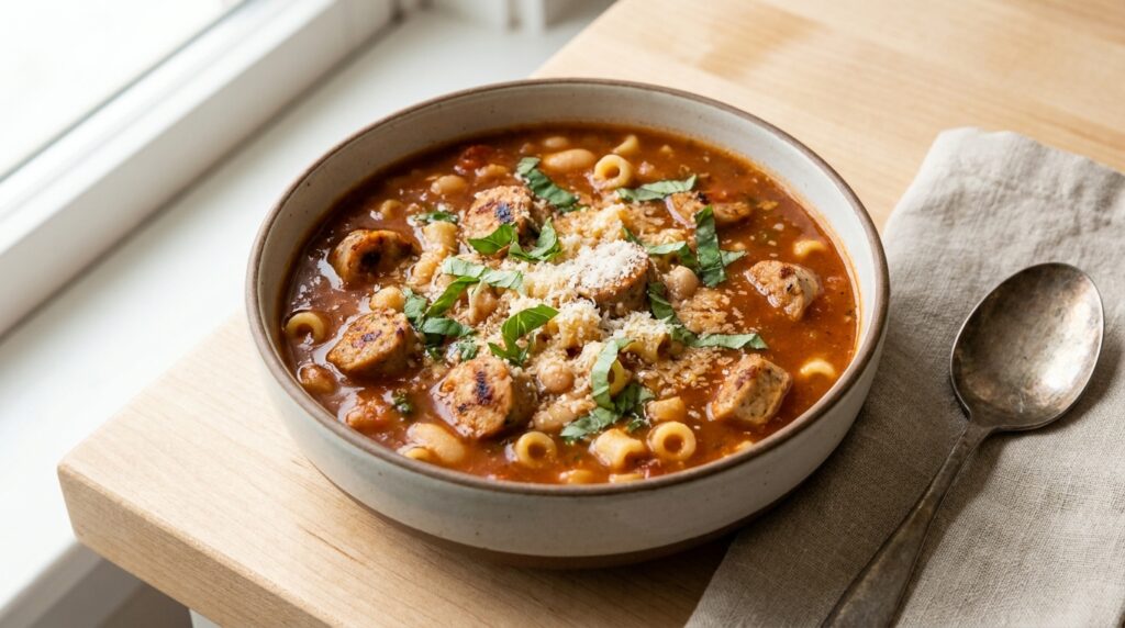 Protein-Packed Crockpot Minestrone with Chicken Sausage
