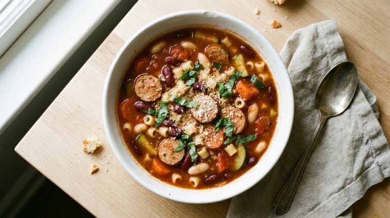 Protein-Packed Crockpot Minestrone with Chicken Sausage