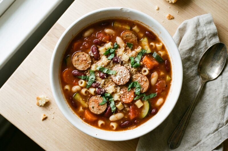Protein-Packed Crockpot Minestrone with Chicken Sausage