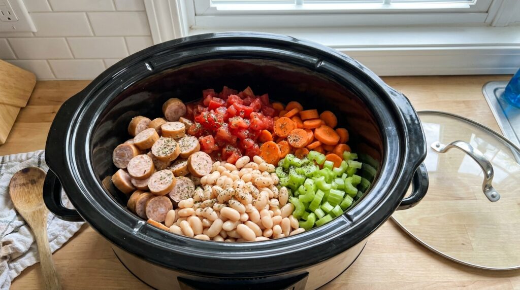 Protein-Packed Crockpot Minestrone with Chicken Sausage